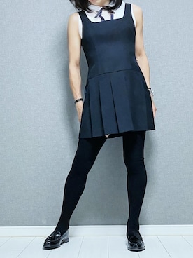 「アイテム（ジャンパースカート）」を使った、miyabiさん（レディース・168cm）の秋コーディネート