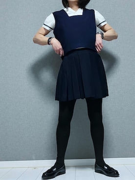 「東レのアイテム（スーツベスト、ブルー系）」を使った、miyabiさん（レディース・168cm）の春コーディネート