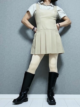 「GU（ジーユー）のアイテム（ワンピース/ドレス）」を使った、miyabiさん（レディース・168cm）の冬コーディネート