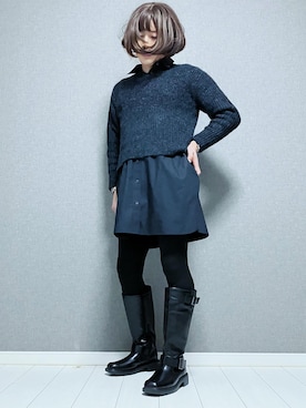 「アイテム（シャツワンピース）」を使った、miyabiさん（レディース・168cm）の冬コーディネート