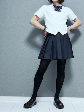 「tombowのアイテム（シャツ/ブラウス、ホワイト系）」を使った、miyabiさん（レディース・168cm）の春コーディネート