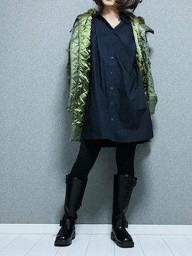 「アイテム（シャツワンピース）」を使った、miyabiさん（レディース・168cm）の冬コーディネート