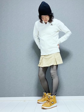 「アイテム（ニットキャップ/ビーニー）」を使った、miyabiさん（レディース・168cm）の秋コーディネート