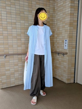 「classicalelf（クラシカルエルフ）のシンプルが使いやすい。2wayICカードケース付きヴィーガンレザートートバッグ（トートバッグ）」を使った、☆AYA☆さん（レディース・161cm）の夏コーディネート