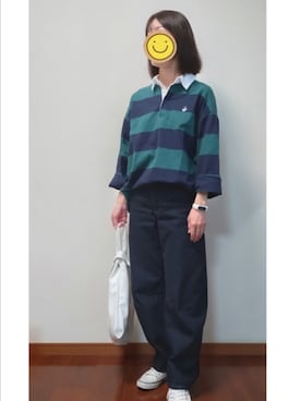 「ラガーシャツ」｜☆AYA☆さん（レディース・161cm）の秋コーディネート