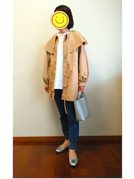 「シルバー」｜「アイテム（マウンテンパーカー）」を使った、☆AYA☆さん（レディース・161cm）の春コーディネート