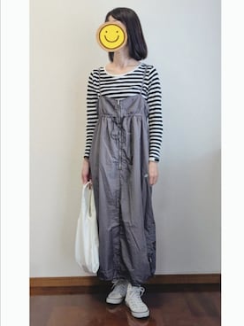 「ボーダーTシャツ」｜「アイテム（ワンピース/ドレス）」を使った、☆AYA☆さん（レディース・161cm）の秋コーディネート