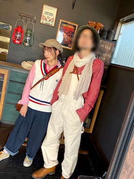 「ニットベスト」｜「アイテム（サロペット/オーバーオール）」を使った、アーチェミィ⭐︎さん（レディース・154cm）の秋コーディネート