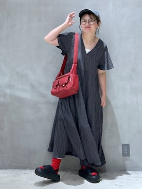 「アイテム（ヘアアクセサリー）」を使った、asamiさん（レディース・155cm）の夏コーディネート