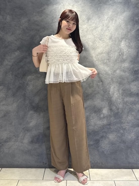 「VIS（ビス）の【新色追加】美easyリネンライクワイドパンツ/イージーケア・接触冷感・セットアップ対応（その他パンツ）」を使った、minary1005さん（レディース・158cm）の夏コーディネート
