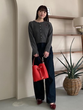 「ケーブルカーディガン」｜minary1005さん（レディース・158cm）の冬コーディネート