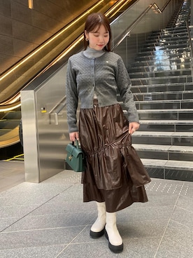 「VIS（ビス）の袖フェザーシアータートルニット（ニット/セーター）」を使った、minary1005さん（レディース・158cm）の秋コーディネート