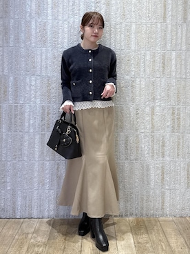 「アイテム（ノーカラージャケット）」を使った、minary1005さん（レディース・158cm）の秋コーディネート
