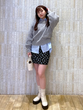 「アイテム（ブーツ、ホワイト系）」を使った、minary1005さん（レディース・158cm）の冬コーディネート