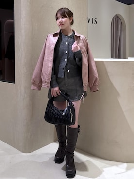 「アイテム（ジャケット/アウター、ピンク系）」を使った、minary1005さん（レディース・158cm）の秋コーディネート