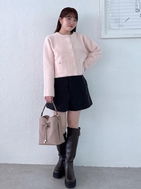 「アイテム（ノーカラージャケット）」を使った、minary1005さん（レディース・158cm）の秋コーディネート