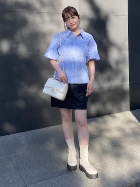 「アイテム（ブーツ、ホワイト系）」を使った、minary1005さん（レディース・158cm）の夏コーディネート