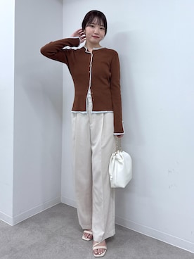 「アイテム（カーディガン/ボレロ、ブラウン系）」を使った、minary1005さん（レディース・158cm）の夏コーディネート