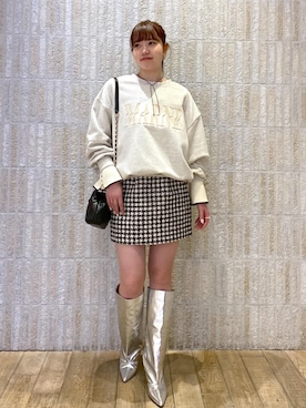 「ミニスカート」｜「アイテム（ニット/セーター）」を使った、minary1005さん（レディース・158cm）の冬コーディネート