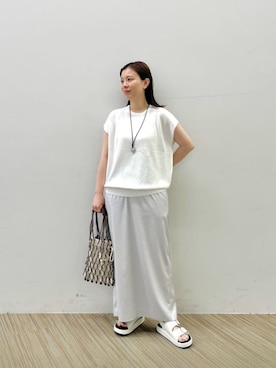 「BEAUTY&YOUTH UNITED ARROWS（ビューティーアンドユースユナイテッドアローズ）のアイテム（トートバッグ）」を使った、Nakamotoさん（レディース・152cm）の夏コーディネート