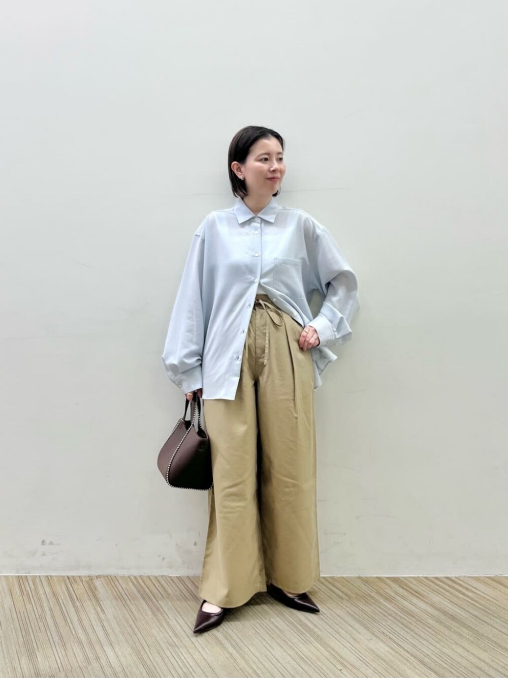 ツイル リボンベルト ワイドパンツを使った人気ファッション