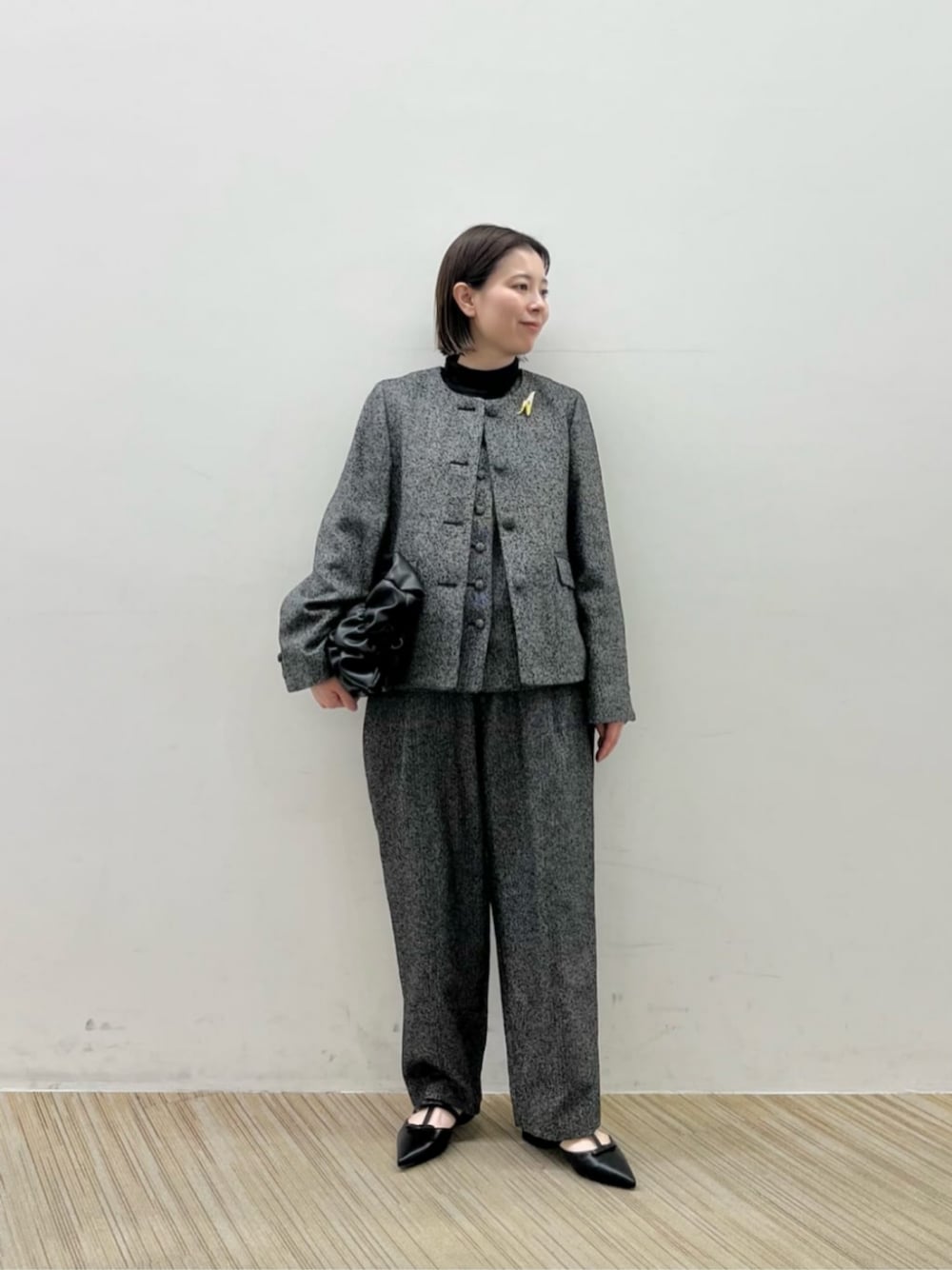 「セレモニー、フォーマル、セレモニー服、卒入園、入学式、卒業式、入園式、卒園式、ジャケット、ベスト、セットアップ、骨格ストレート、イエベ春、BEAUTY&YOUTH」｜「BEAUTY&YOUTH UNITED ARROWSのK10 ダイヤモンド プチ リング（リング、ブラウン系）」を使った、Nakamotoさん（レディース・152cm）の冬コーディネートの1枚目の写真