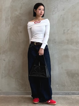 「アイテム（シューズ、レッド系）」を使った、RHさん（レディース・158cm）の夏コーディネート