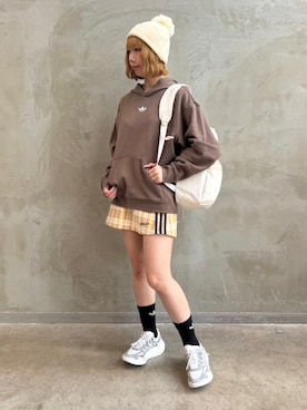 「タータンチェックスカート」｜RHさん（レディース・159cm）の冬コーディネート
