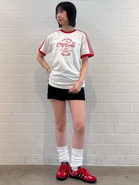 「adidas（アディダス）のスラウチー クルーソックス1足組 / アディダスオリジナルス adidas Originals（ソックス/靴下、ホワイト系）」を使った、RHさん（レディース・158cm）の夏コーディネート