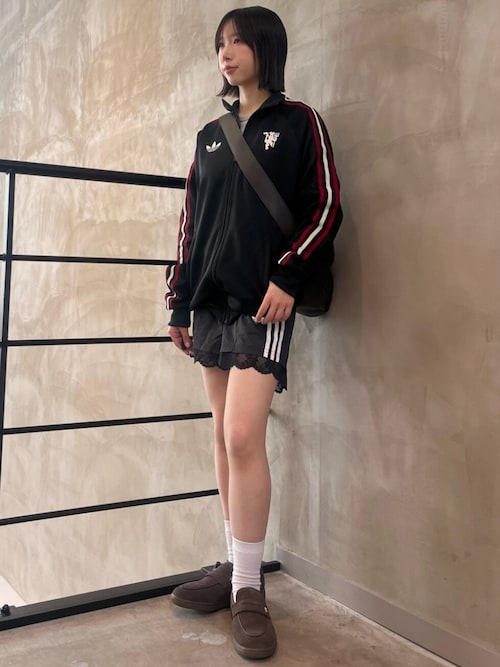 レース トリム スリーストライプス ショーツ ショートパンツ