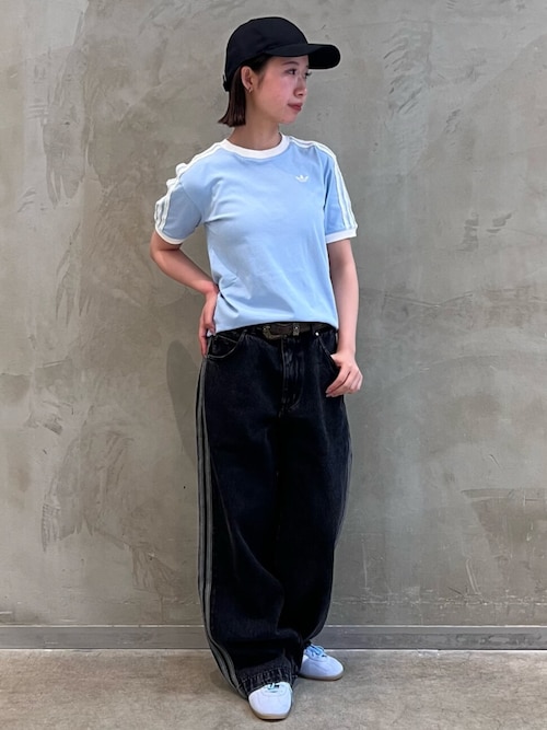 adidas ラッフル袖 スリムTシャツ 3色 KC8819 adidas RUFFLE 3S TEE ブラック（アディダス ラフル 3S ティー