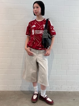 「adidas（アディダス）のWASHED MOON BAG / アディダスオリジナルス adidas Originals（ショルダーバッグ、ブラック系）」を使った、RHさん（レディース・158cm）の夏コーディネート
