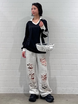 「adidas（アディダス）のOZVENUZ W / 厚底スニーカー / アディダスオリジナルス adidas Originals（スニーカー、ブラック系）」を使った、RHさん（レディース・158cm）の夏コーディネート
