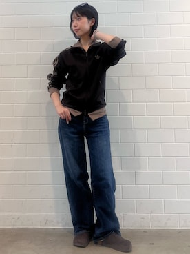 「adidas（アディダス）のクラシック トラックトップ（ジャージ） / トラックジャケット / アディダスオリジナルス adidas Originals（ジャージ、ブラウン系）」を使った、RHさん（レディース・158cm）の夏コーディネート