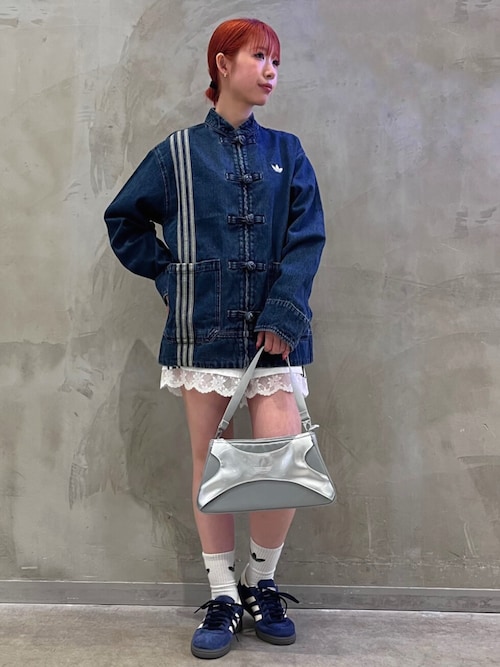 レース トリム スリーストライプス ショーツ ショートパンツ