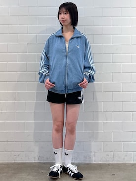 「adidas（アディダス）のトレフォイル クッション クルーソックス 3足組 / アディダスオリジナルス adidas Originals（ソックス/靴下、ホワイト系）」を使った、RHさん（レディース・158cm）の春コーディネート