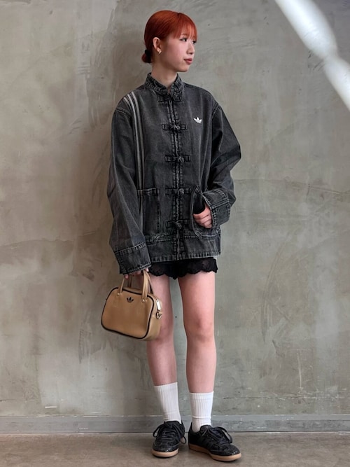 レース トリム スリーストライプス ショーツ ショートパンツ