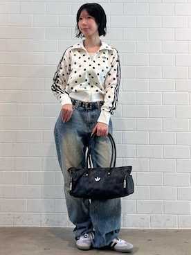 「アイテム（ジャージ、ホワイト系）」を使った、RHさん（レディース・158cm）の秋コーディネート