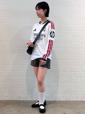 「adidas（アディダス）のファイヤーバード クラシック ショーツ / ハーフパンツ / アディダスオリジナルス adidas Originals（その他パンツ、ブラウン系）」を使った、RHさん（レディース・158cm）の夏コーディネート