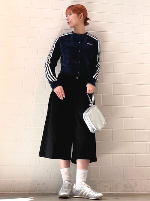 adidas アディダス フラッフィーニット カーディガン シャギー ニット L adidas カーディガン フラッフィー ニットカーディガン