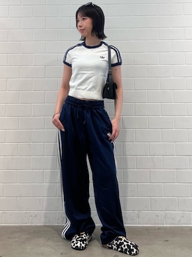 「adidas（アディダス）のクラシック スポーツ ウィメンズ ショルダーバッグ / アディダスオリジナルス adidas Originals（ショルダーバッグ、ブラック系）」を使った、RHさん（レディース・158cm）の夏コーディネート
