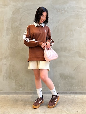 「アイテム（ポロシャツ、ブラウン系）」を使った、RHさん（レディース・159cm）の秋コーディネート