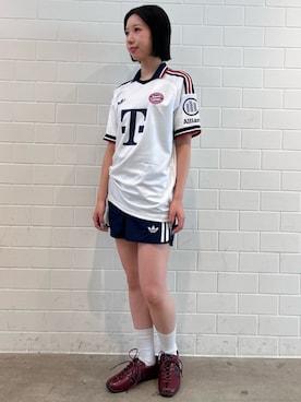 「adidas（アディダス）のジャパン ラックス / JAPAN LUX（シューズ、レッド系）」を使った、RHさん（レディース・158cm）の夏コーディネート