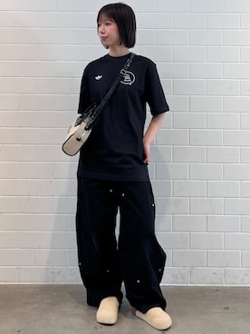 「adidas（アディダス）のアディカラー ミニボウリングバッグ/ アディダスオリジナルス adidas Originals（ショルダーバッグ、ベージュ系）」を使った、RHさん（レディース・158cm）の夏コーディネート