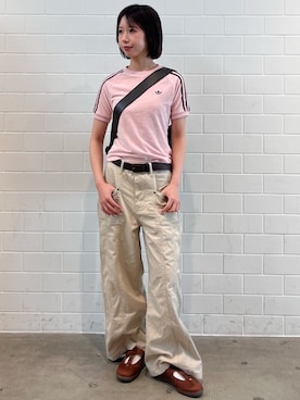 「adidas（アディダス）のスポーティー ホーボー バッグ / アディダスオリジナルス adidas Originals（ショルダーバッグ、ブラウン系）」を使った、RHさん（レディース・158cm）の夏コーディネート