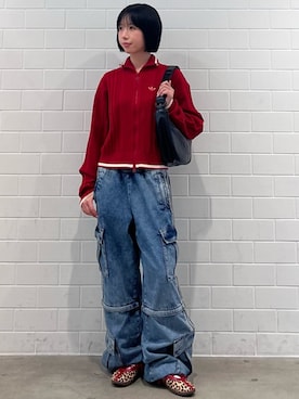 「adidas（アディダス）のミッドライズ ツーインワン デニムパンツ（パンツ、ブルー系）」を使った、RHさん（レディース・158cm）の夏コーディネート