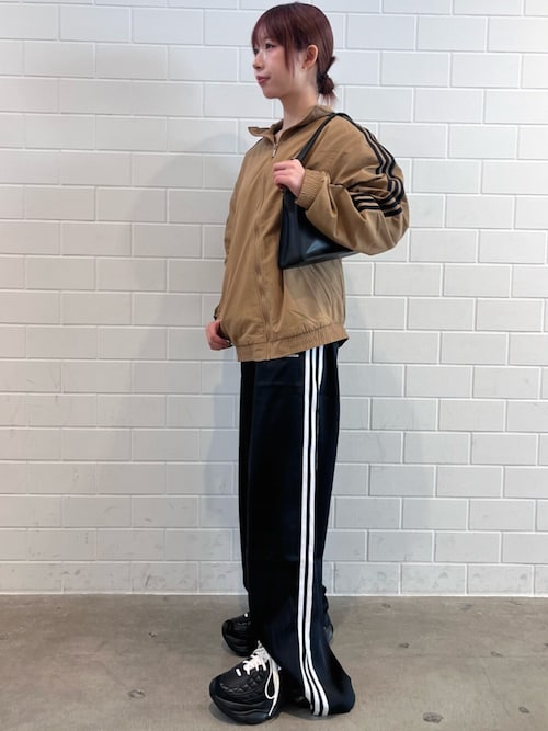 サテン ワイドレッグ トラックパンツ / バギーパンツ / アディダス