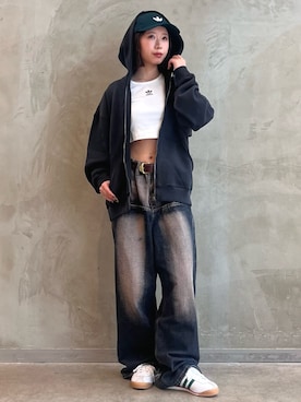「アディダスオリジナルス」｜「アイテム（キャップ）」を使った、RHさん（レディース・158cm）の夏コーディネート