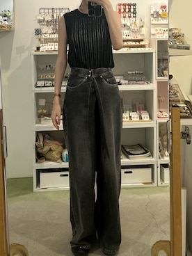 「UNIQLO（ユニクロ）のアイテム（ニット/セーター、ブラック系）」を使った、Sさん（レディース・162cm）の夏コーディネート