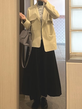 「Mame Kurogouchiのアイテム（トップス、ホワイト系）」を使った、Sさん（レディース・162cm）の春コーディネート